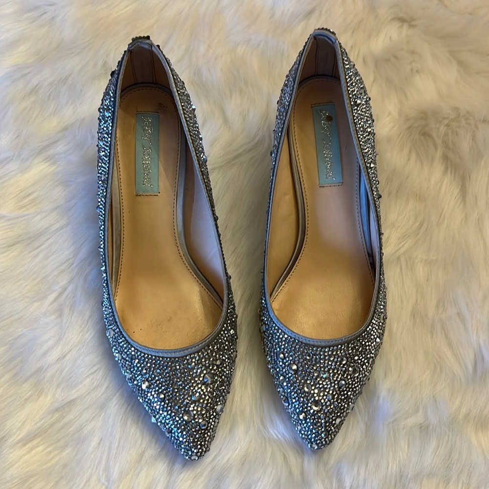 Betsey Johnson Rhinestone full pumps heels shoes only missing a few stones